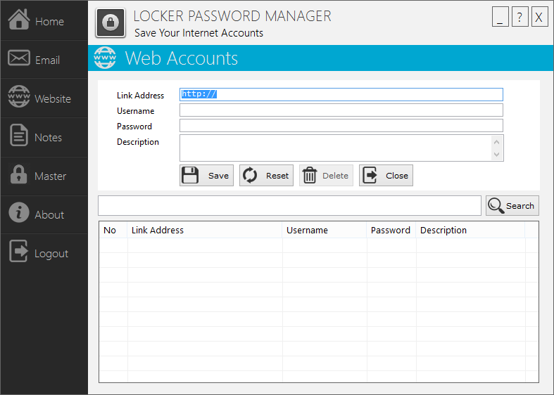 Locker Password Manager - Web Accounts